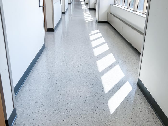 polished simulated terrazzo