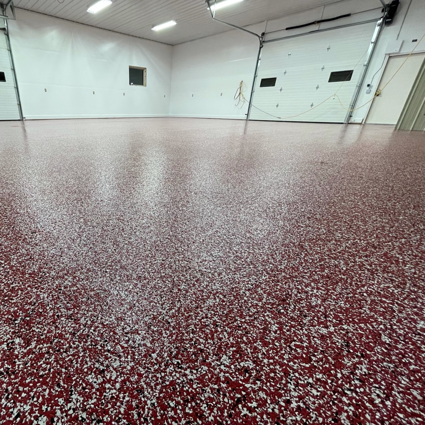 Red Polyaspartic Flake Floor