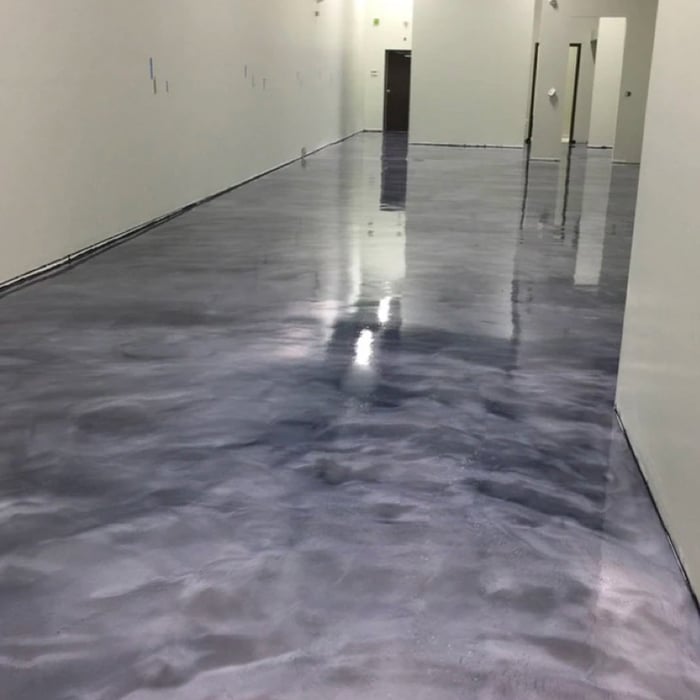 White Metallic Epoxy Floor - Concrete Coatings All Year
