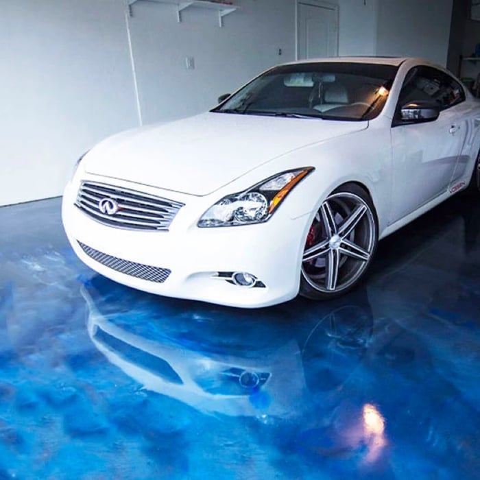 Resinwerks simulated water blue metallic epoxy
