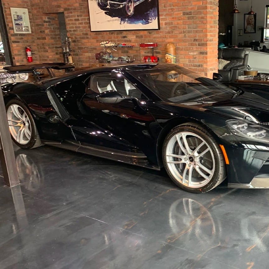 Ford GT3 on Resinwerks Smoke Metallic Epoxy Floor