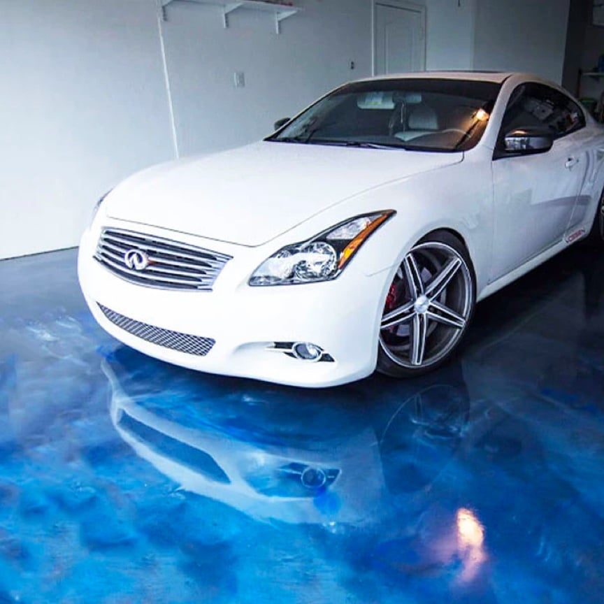 Resinwerks simulated water blue metallic epoxy