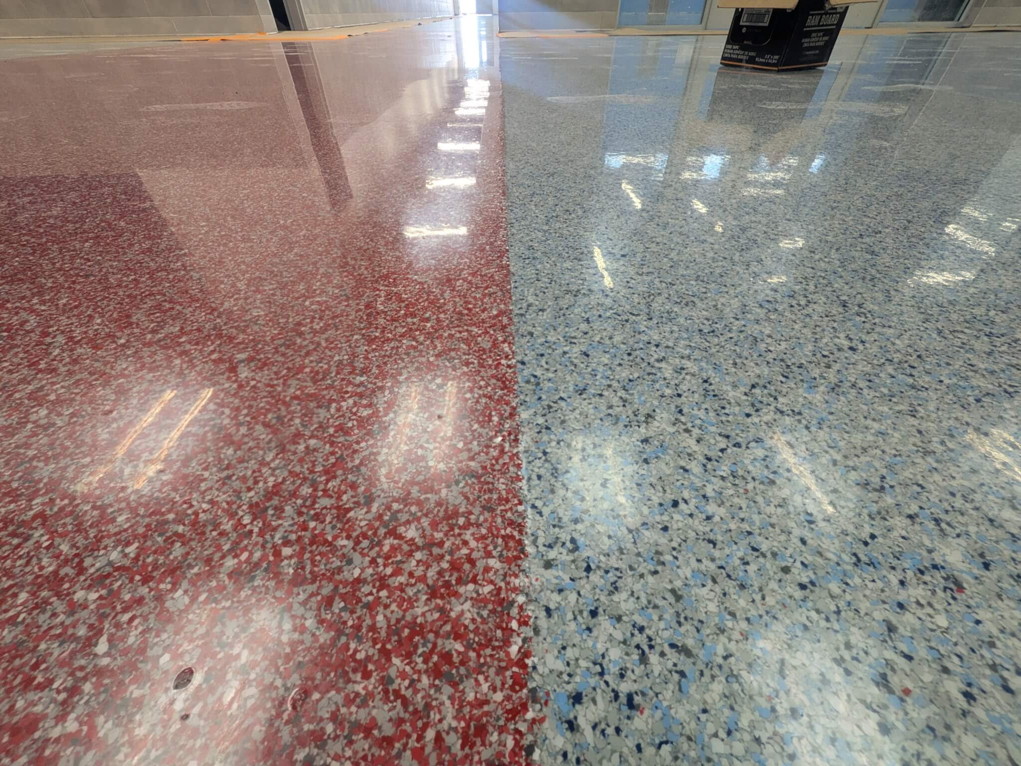 greenwood-isd-red-blue-flake-color-seam